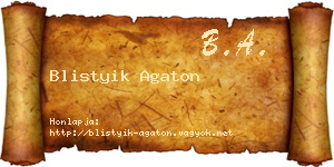 Blistyik Agaton névjegykártya